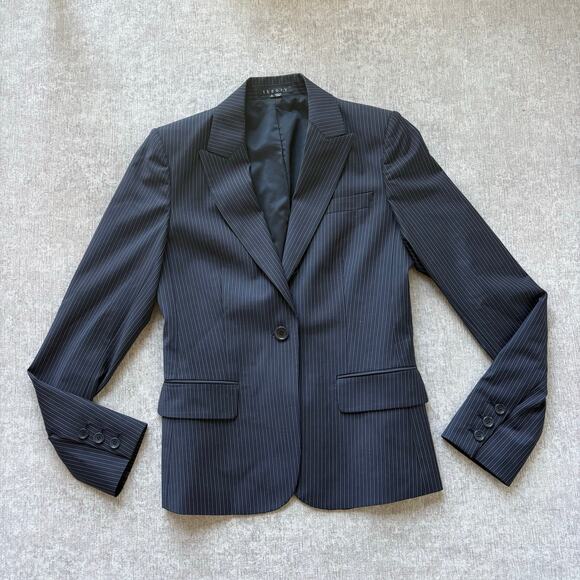 Theory Jackets & Blazers - Theory Navy Blue Pinstripe Blazer
